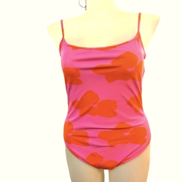 Nu Swim Noodle Floral Print Plus Size Swimsuit in Pink w/Dusty Orange . Size 2XL - Picture 2 of 8